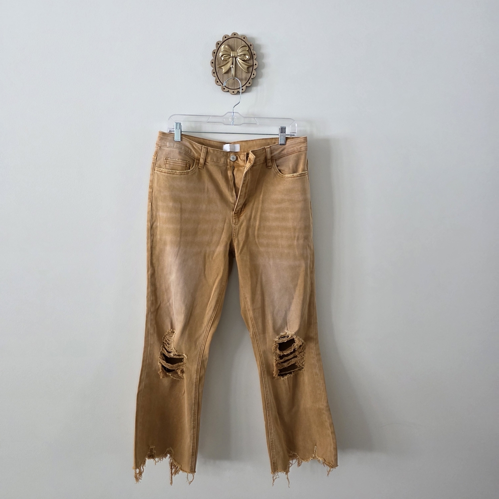 VERVET BY FLYING MONKEY Tan Distressed Ankle Jeans